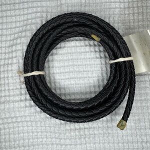 Vintage 4 Yds Black Braided Leather Upholstery Cord 3/8”